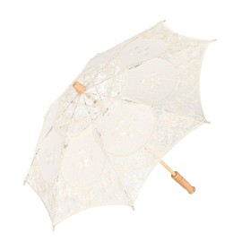 Small Lace Umbrella,Parasol Vintage Wedding Bridal Umbrella Handle Decoration for Photo Costume Party Supplies(S-Beige)