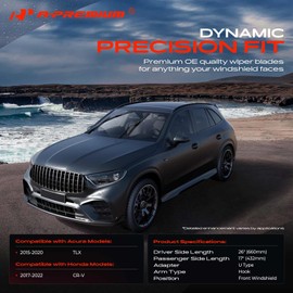 A-Premium Pack of 2 Front Windshield Wiper Blades with Wear Indicator & Towel - Compatible with Honda CR-V 2017-2022 & Acura TLX 2015-2020 - 26" and 17", Hook Connector, Left and Right