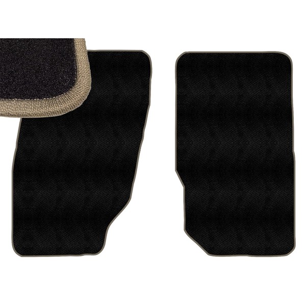 Dark Beige Edge Custom Fit Front Carpet Floor Mats, Black,