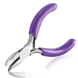 SPEEDWOX Mini Bent Nose Pliers Carbon Steel, Nickel-iron Surface, Plastic-dipped Handle, 80 x 49 x 9 mm, Jewelry Making, Ergonomic Grip