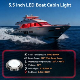 5.5 Inch 12V Dual-Color LED Boat Dome Light with Toggle Switch