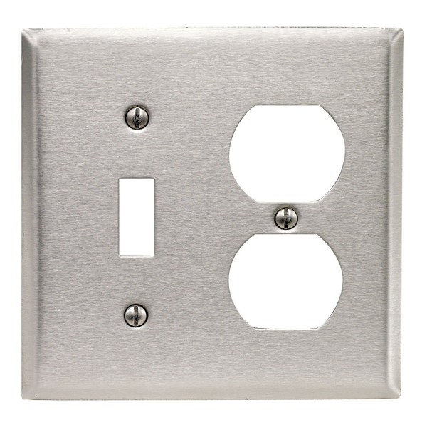 Leviton 84005-40 2-Gang 1-Toggle 1-Duplex Device Combination Wallplate, Standard Size,