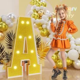 imprsv Marquee Letters Gold 3FT: Golden Party Decor - Light Up Letter A Large 3 Feet Tall - Party Decorations Letter for Marry Me Graduation Wedding