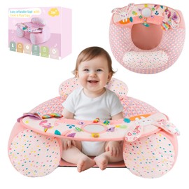 Upgraded Blublu Park Wider U-Shape Inflatable Sit Me Up Floor Seat for Baby 3-36 Months, Portable Baby Chair with Activity Sensory Tray for Sitting Up, Infant Floor Seats & Loungers, Unicorn