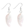 Long Mother of Pearl Carved Shell Leaf or Feather Dangle
