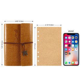 MaleDen Vintage Leather Diary Spiral Bound Sketch Book Refillable Travel Journal Blank Pages for Women Girls Gifts A6