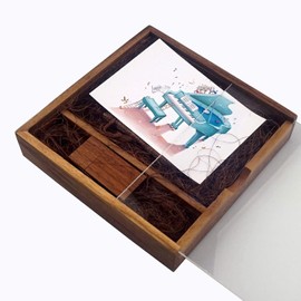 LONMAX - Memoria USB de madera de nogal de 16 GB con caja de regalo (USB 2.0)