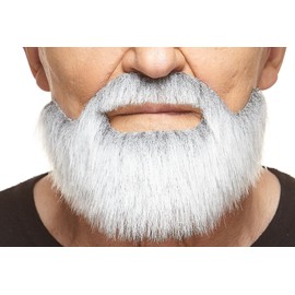 Mustaches Self Adhesive, Novelty, Short Boxed Fake Beard, False Facial Hair, Costume Accessory for Adults, Gray with White Color