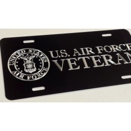 Diamond Etched Products REFLECTIVE US Air Force Veteran Car Tag Diamond Etched License Plate