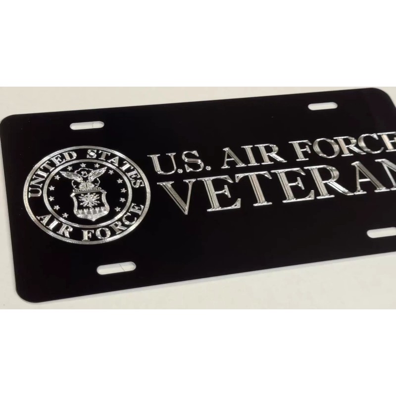 Diamond Etched Products REFLECTIVE US Air Force Veteran Car Tag