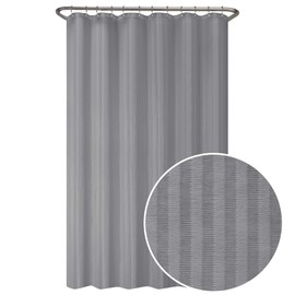Zenna Home Striped Ultimate Waterproof Fabric Shower Curtain or Liner, 70 x 72 in, Grey