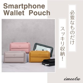 imeetu Women's Smartphone Shoulder Pouch, Mini Shoulder Bag, Long Wallet, Genuine Leather, Stylish, Crossbody, red