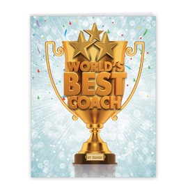 NobleWorks, World's Best Coach - Big Sports Thank You Card for Coach (8.5 x 11 Inch) - Appreciation Trophy, Team Gratitude from All of Us J3117TYG-US