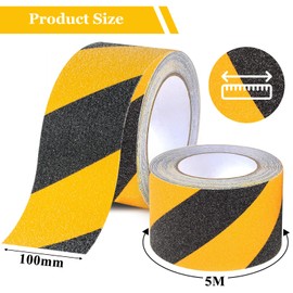 HAUSEIGN Non-Slip Tape, 2 Rolls 5 m x 10 cm Thick Non-Slip Strips, Black, Waterproof Safety Tape, Non-Slip for Stairs, Ladders and Slippery Floors Indoor and Outdoor Use