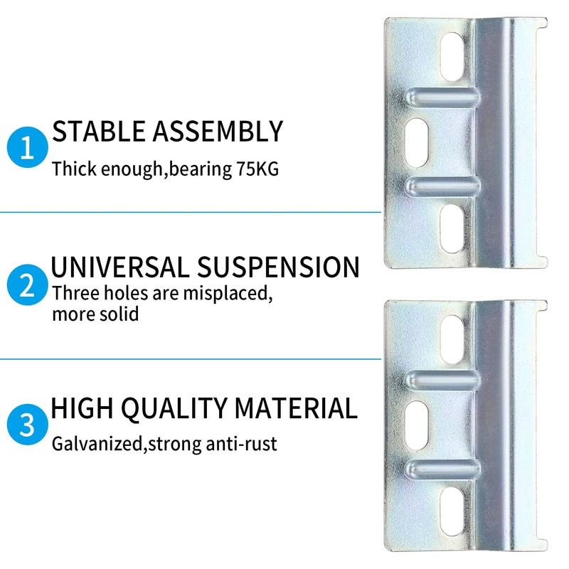 Pack of 8 Hanging Rail Support Plate Wall Bracket Metal