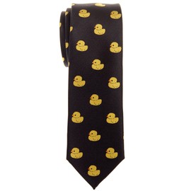 Retreez Classic Rubber Duck Woven Microfiber Skinny Tie - Black