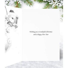 Niece & Family Christmas Card -Teddy Bauble - Medium Sized Card (A5 Size -148mm x 210mm) with Envelope