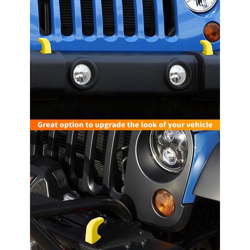 Savadicar 2-Piece Texture Yellow Front Bumper Tow Hook Cover for