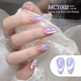 Double Rhythm 6 Colors Cat Eye Gel Polish Set Shimmer Glitter with Magnet Holographic Reflective Magnetic UV Nail Art Kit (6-Kit 42)