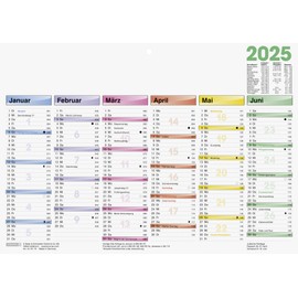 BRUNNEN DATAline Blackboard Calendar (2025), 1 Page = 6 Months, A4 Landscape