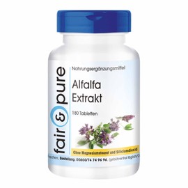 Fair & Pure® - Alfalfa tablets extract - Medicago sativa - 1500 mg daily dose - vegan - natural plant extract without magnesium stearate - 180 tablets