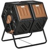 Outsunny Dual Chamber Compost Tumbler Bin, Outdoor Tumbling Composter with