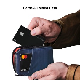 ALPAKA Zip Card Pouch - Card Wallet and Coin Pouch - Holds 12-20 Cards and Cash Holder with Blue Axoflux, RFID Blocking Weatherproof Material