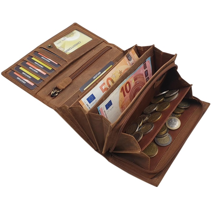 myledershop Large Buffalo Full Leather Women's Wallet / Purse /