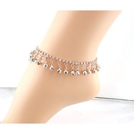 Bell Anklet for Women Fashion Gold Plated Diamond Bells Anklet for Women 2 Pieces