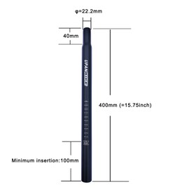 UPANBIKE Bike Seat Post Aluminum Alloy Length 400mm φ31.6mm Black for Mountain Bike Road Bicycle