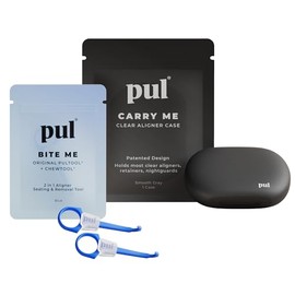 The Pultool Kit Práctico Para El Cuidado De Alineadores Pul: Estuche + Herramienta 2 En 1 Para Invisalign, Retenedores, Prótesis Parciales, Protectores Bucales Y Nocturnos, Y Más. Estuche Gris Y Paque