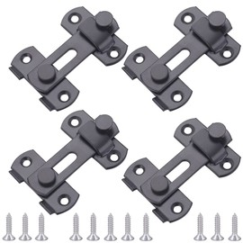 CEEYSEE 4 Pcs Stainless Steel Flip Latch Safety Door Lock Bolt Lock with Sliding Barn Door Lock for Bathroom, Outdoor, Garage, Window, Garden,Cabinet Pet Cage Crate Fitting (BlackFK)