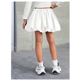 MakeMeChic Toddler Girls Skirt Bubble Mini Skirts Ruffle Skirts Girls Clothes White 5Y