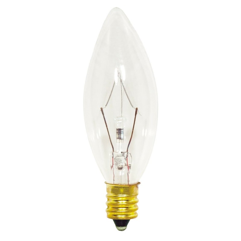 Satco S3346 120V Candelabra Base 25-Watt B8 Light Bulb, Clear,