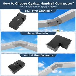 Gyykzz Black Level Pivot Connector for Flat Handrail, 180° Adjustable Handrail Fitting for Top Handrail Railing, High Strength POM Material Handrail Connector for Horizontal Handrail