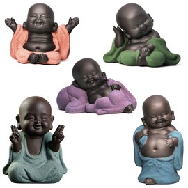 5 Style Beautiful Buddha Statues Small Monk Figurine Ceramic Buddha Sculpture Feng Shui Ornaments Home Decoration