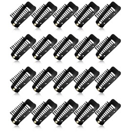Geiomoo Wig Clips, Hair Extension Metal Clip with Rubber, Comb Snap to Secure Hairpiece (20 Pack)