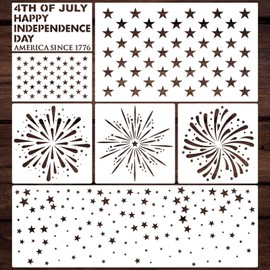 YKW 7Pcs 4th of July Stencils American Flag Star Stencil Set Reusable Fireworks Templates Independence Day Stencils for Painting on Wood Fabric Paper DIY Crafts Patriotic Decorations