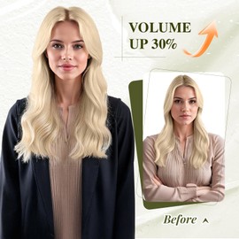 Elailite Clip-In Real Hair Extensions, #60 Platinum Blonde, 25 cm, Straight Clip-In Hair Extensions, Real Hair, 1 Weft, 40 g