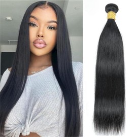 LICHYIFA One Bundle Straight Human Hair 100g/Pack 14 Inch 12A Unprocessed Black Double Weft Quick Wave Extensions for Women