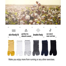 UBUMO Men's Tabi Flip Flop Socks Athletic Cotton Crew Two Toe 5 / 6 Pack