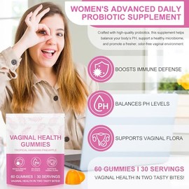 Vaginal Probiotics for Women, PH Balance Gummies, Probiotics for Women Vaginigal Health, Support Healthy Odor, Yeast Balance & Flora, Vaginal Health S