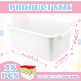 Pansente 18 PCS Plastic Classroom Bins, Bulk Book Bins, Multi Functional Toy Box, Books Binss For Classrooms ，Suitable For School Classrooms Office Home Book Storage