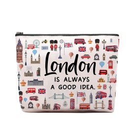 London Travel Gift Makeup Bag, London Lover Souvenirs Gifts, London City Themed Gifts for Traveller Women Friends, London Trip Gift Travel Toiletry Cosmetic Organizer Zipper Pouch Accessories Bag