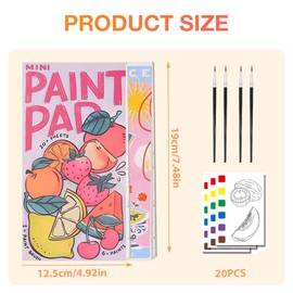 XdealCozyxc 2 Pcs Mini Watercolour Paint Pad with 4 Paintbrush, Portable Paint Book
