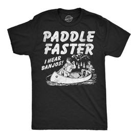Mens Funny T Shirts Paddle Faster I Hear Banjos Sarcastic Graphic Novelty Tee for Men Funny T Shirts Vintage Apparel for Men Cool Movie Short Sleeve Black - XXL
