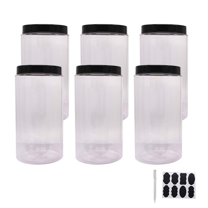 zmybcpack 6 Pack 40 oz Plastic Jars With Lids, Extra