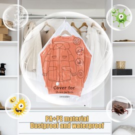 Vacuum Bags for Clothes, Set of 4 (2 Pieces 135 x 70 cm + 2 Pieces 110 x 70 cm), Hanging Vacuum Bags Space-Saving Storage for Down Jackets, Suits, Coats, Reusable Closet Organiser