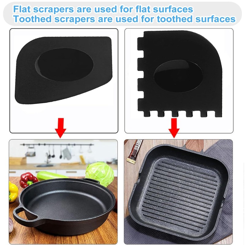 Onewly Cast Iron Scrubber (1Pack Black Coarse Mesh + 1Pack