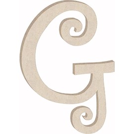 5 Inch Wooden Letters Curlz G Girl Font, Unfinished Small Wood Letter for Nursery Wall Decoration, Paintable Craft DIY